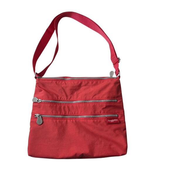 Baggallini Handbags - Baggallini Coral Nylon Travel Crossbody Bag/Purse Multiple Zippers Utility